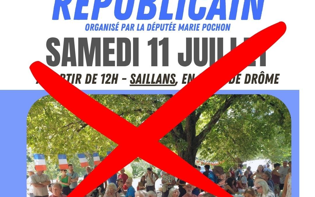 ANNULATTION du Banquet Républicain à Saillans le Samedi 11 juillet
